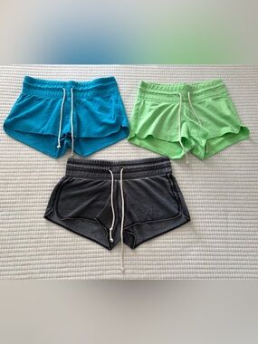 Old Navy Athletic Drawstring 3 Piece Shorts Set - Blue, Lime, Charcoal XS